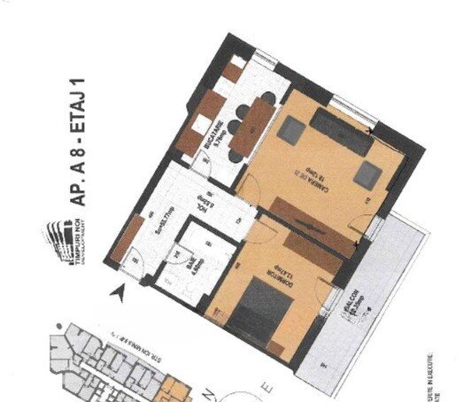 Doua camere, bloc nou, 11 min. M Timpuri Noi, DB1967.